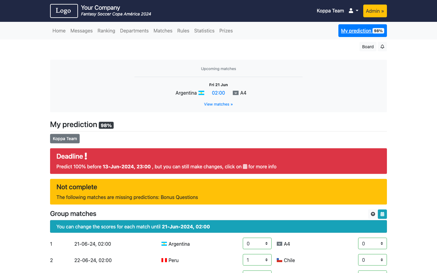 Fantasy Soccer Copa América 2024 - World Cup 2026