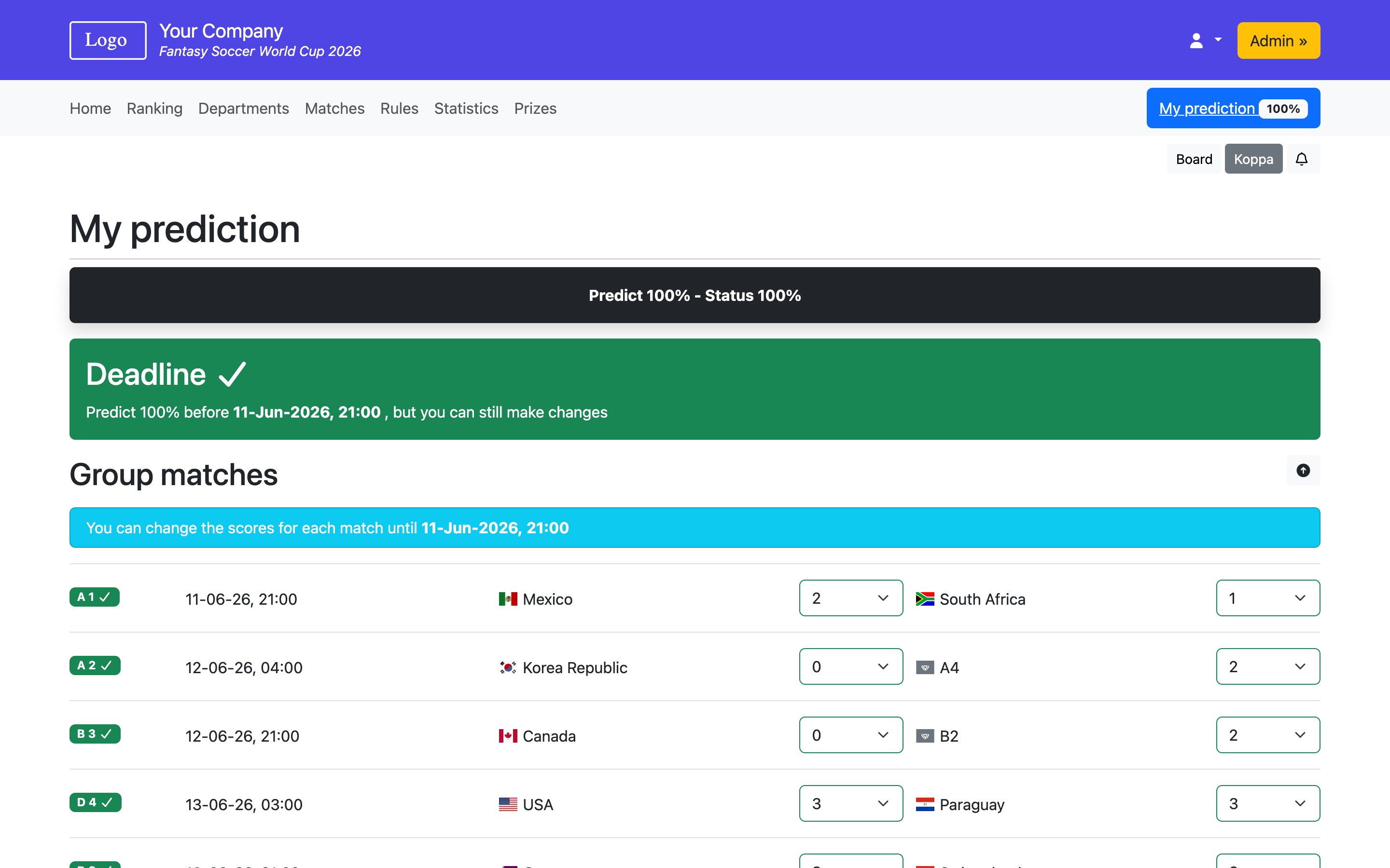 Fantasy Soccer Football Tournament 2026 - Football Tournament 2026