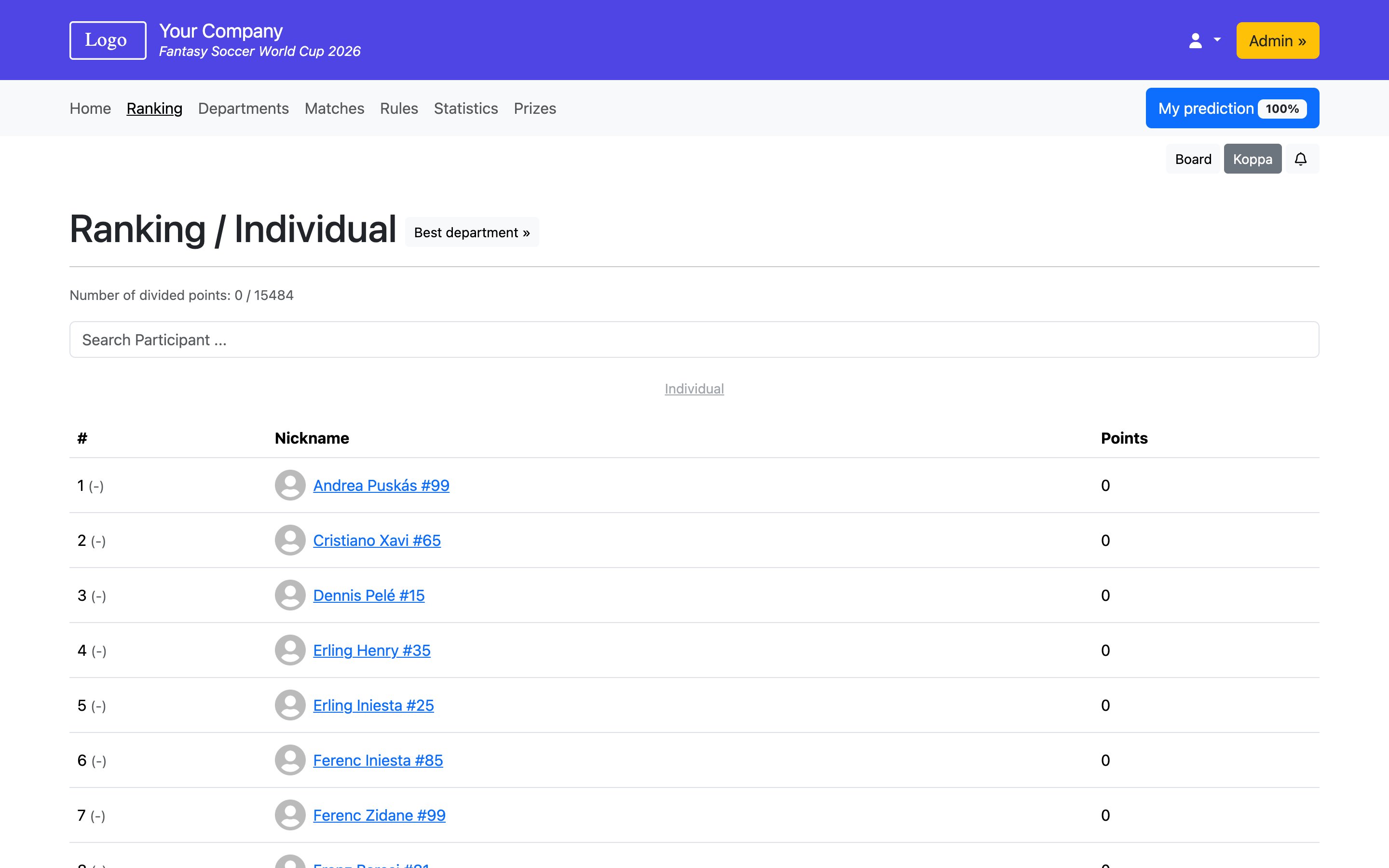 Fantasy Soccer Football Tournament 2026 - Football Tournament 2026