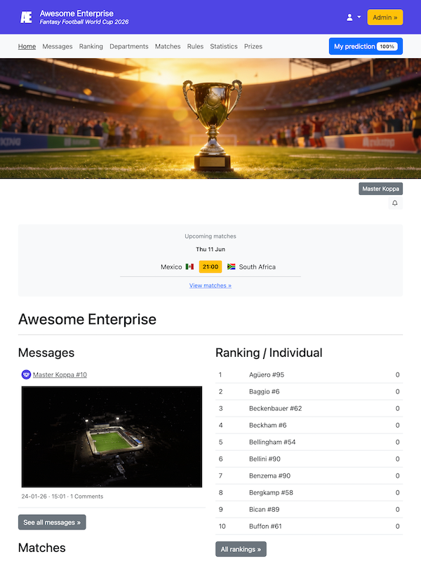 Example of a branded fantasy football platform