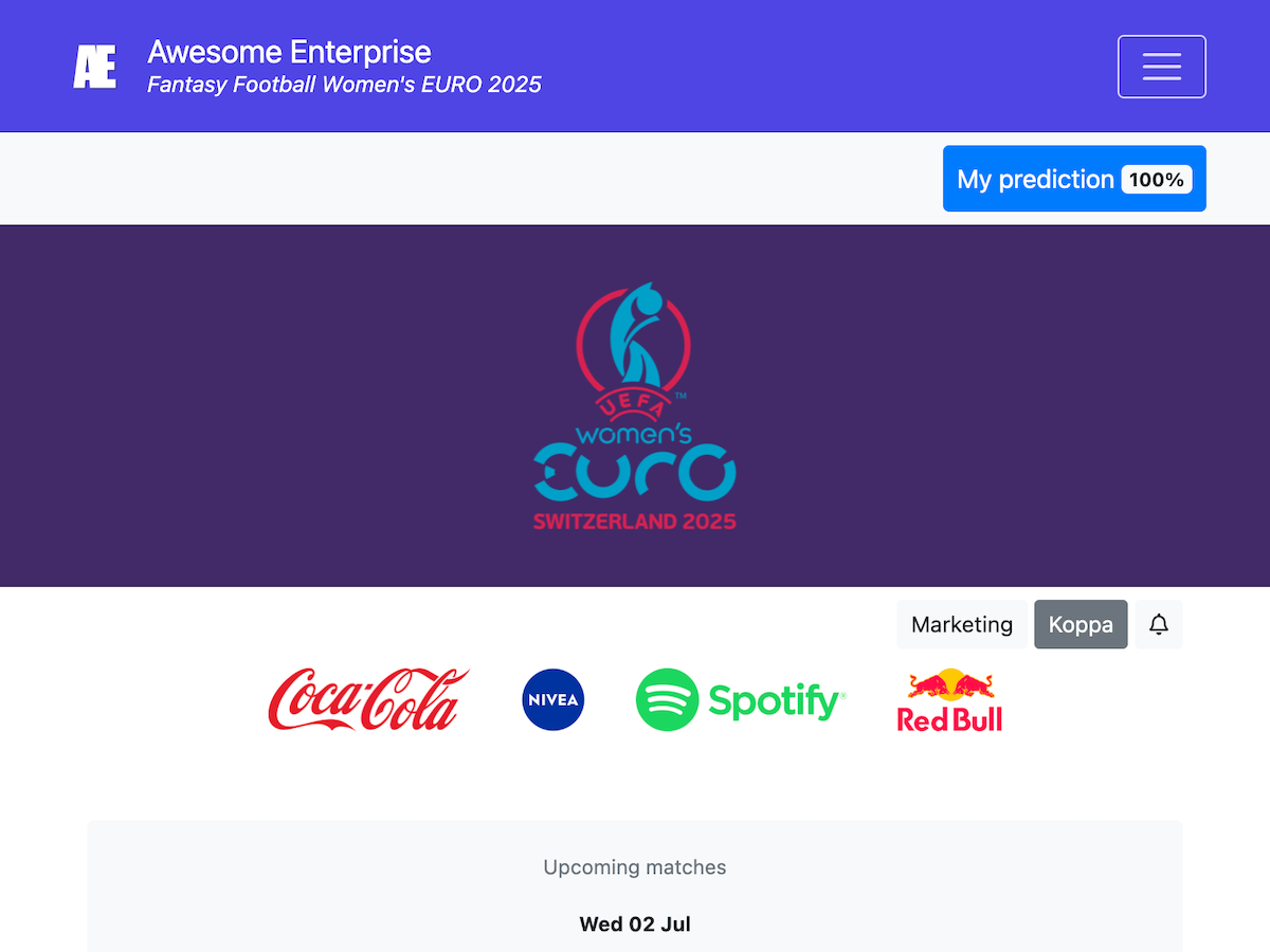 Custom Website - Football Tournament 2026